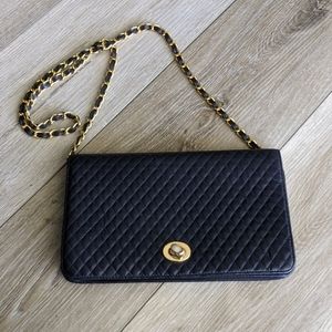 Frenchy of CA Navy Blue Quilted Crossbody Bag